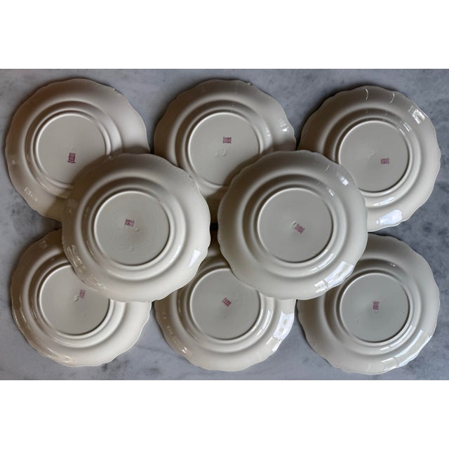 Pink Set of 8 Vintage Copeland Spode Pink Transferware Dinner Plates For Sale - Image 8 of 10