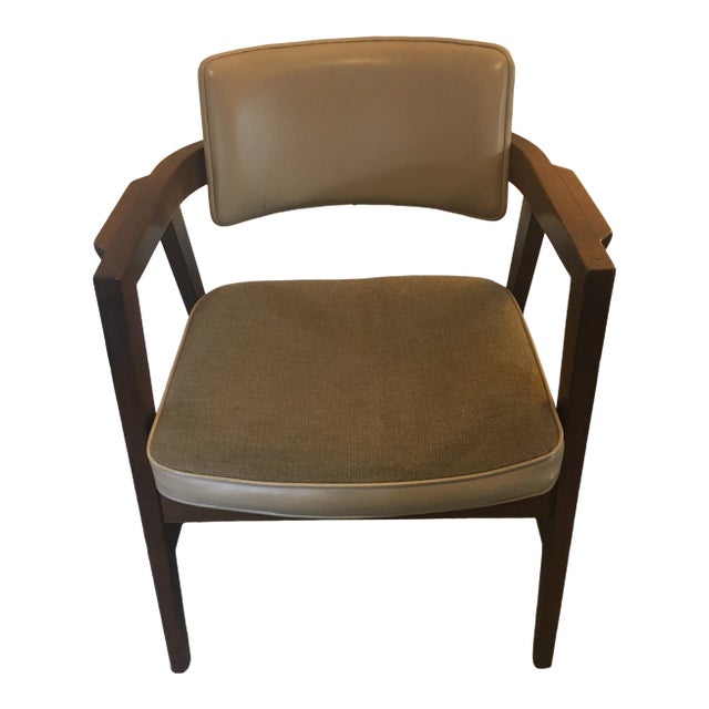 1978 Gunlocke Chair Company Walnut Floating Arm Chair For Sale