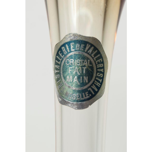 Space Age crystal vase in orange and clear, from the Vallerysthal crystal factory in Moselle, France. This vase was...