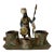 Antique Figural Native American Cold Painted Spelter Smoking Desk Set For Sale