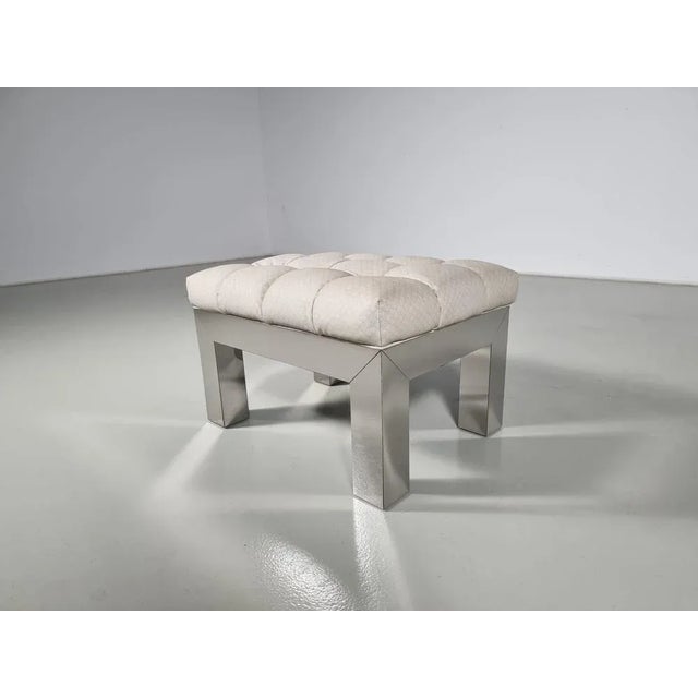 Paul evans cityscape chrome ottoman. Usa, circa 1970. A paul evans ottoman/stool in classic chromed steel veneer. The...