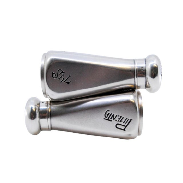 Salt and Pepper Shakers in Silver, Set of 2 For Sale - Image 11 of 11