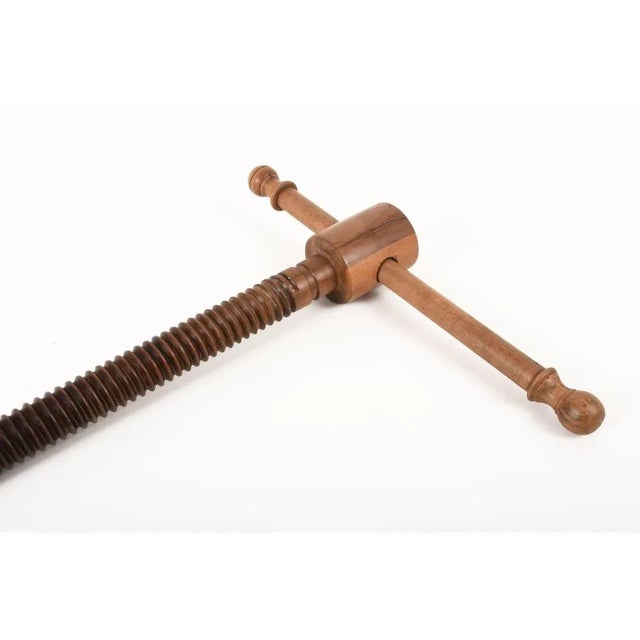 Large Walnut Wine Press Screw Sculpture, Italy, 1900s For Sale - Image 11 of 12