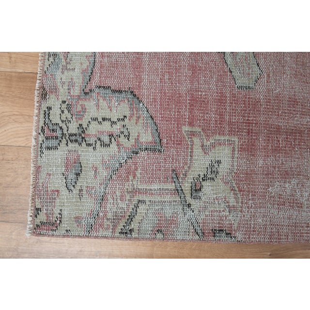 Textile 1970s Vintage Handmade Wool Cotton Pink Runner Rug For Sale - Image 7 of 11