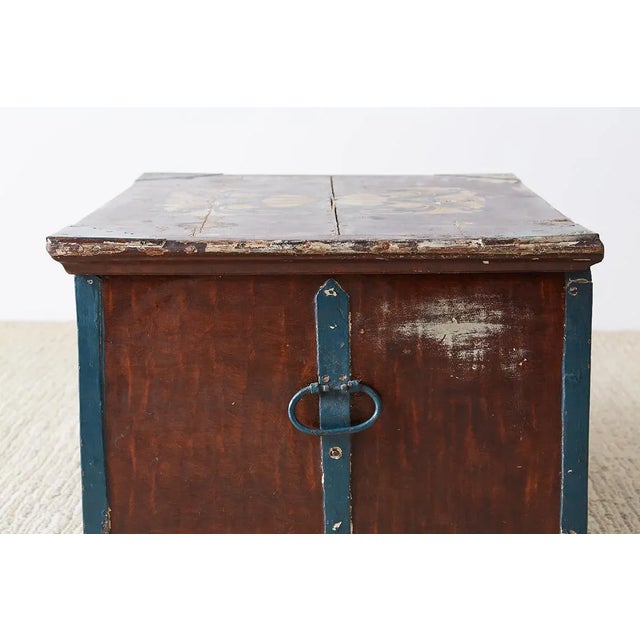 18th Century Swiss Polychrome Decorated Blanket Chest Trunk For Sale - Image 10 of 13