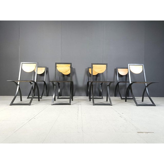 Black Sinus Dining Chairs by Karl Friedrich Förster for Kff, 1990s, Set of 8 For Sale - Image 8 of 12