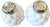 A sculptural pair of vintage milk glass salt and pepper shakers with rounded bodies covered in overlapping, leaf-like...