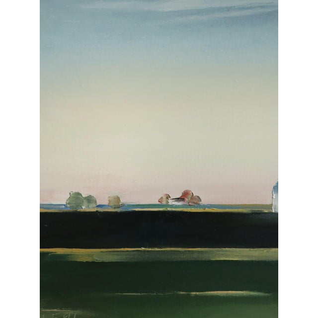 1991 'The Distance Between' Vintage Swedish Minimalist Original Landscape Oil Painting, Framed For Sale - Image 10 of 11