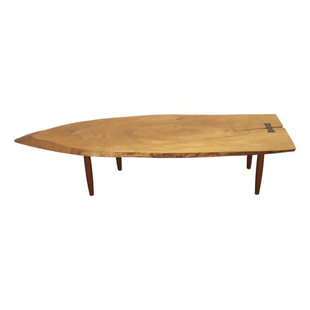 Mid 20th Century Live Edge Coffee Table W/ Butterfly Notch For Sale