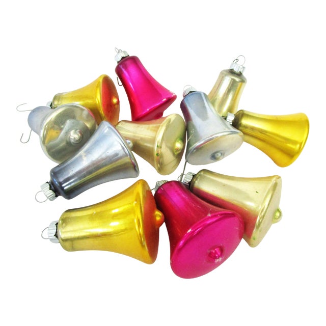 1960s Blown-Glass Bell Shaped Ornaments, S/11 For Sale