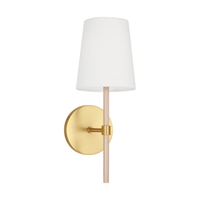 Modern Kate Spade New York by Visual Comfort Studio Monroe 1-Light Small Single Sconce in Burnished Brass, Blush For Sale - Image 3 of 4