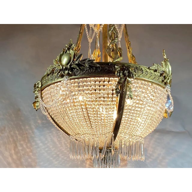 Bronze 1860's French Empire Chandelier in Bronze With Crystal Accents For Sale - Image 8 of 12