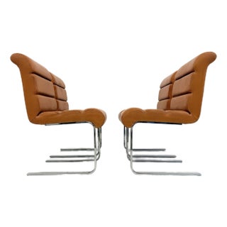 Set of 4 Lugano Chairs in Cognac Leather, I4 Mariani for Pace Collection, 1970's For Sale