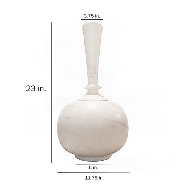 Hand- Carved White Marble Vase, Late 20th Century For Sale - Image 10 of 12