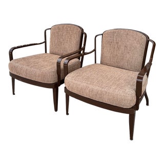 Pair of Barbara Barry for McGuire Furniture Bowmont Outdoor Lounge Chairs For Sale