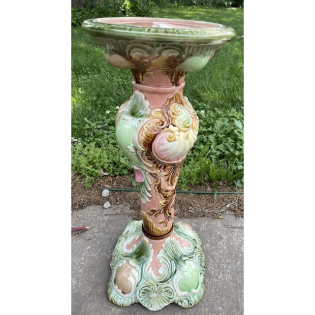 Antique Royal Bonn Art Nouveau Majolica Pedestal For Sale - Image 4 of 9