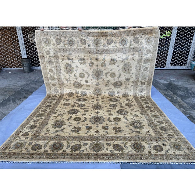 2000 - 2009 Hand-Knotted Afghan Oushak Chobi Wool Area Rug - 9'0" X 12'0" For Sale - Image 5 of 14
