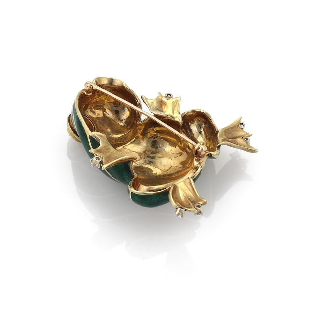 Contemporary Vintage Diamond Enamel 14k Gold 3D Charming Frog Brooch/Pin! For Sale - Image 3 of 5