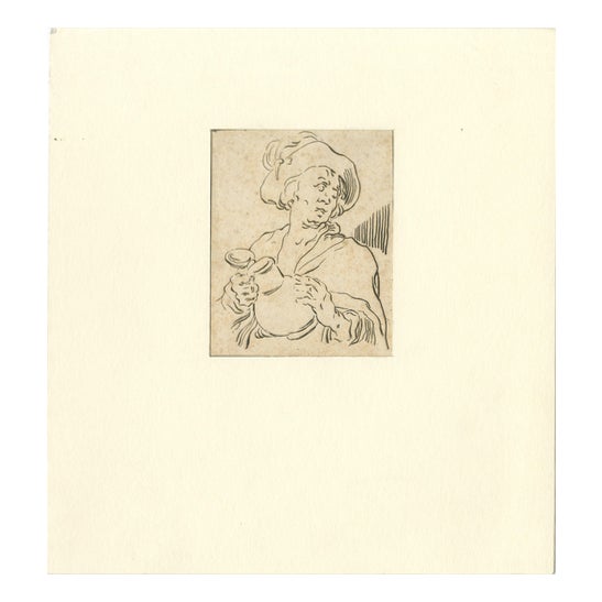 After Bloemaert, Study of Man with Jug, 1700s, Etching For Sale
