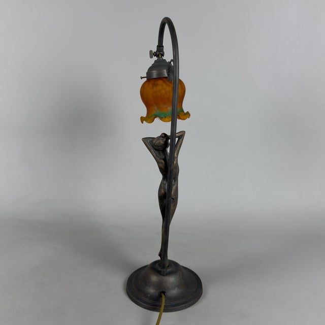 Art Nouveau Table Lamp in Bronze For Sale - Image 5 of 13