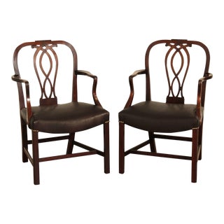 A.H. Davenport Co. Chippendale Style Custom Mahogany Pair of Armchairs For Sale