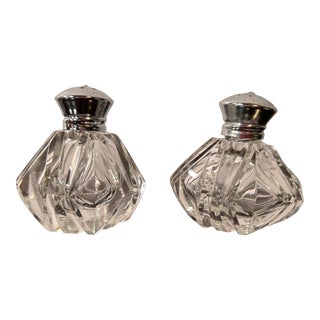 Early 20th Century Hand Cut Crystal Salt and Pepper Shakers- a Pair For Sale