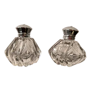 Early 20th Century Hand Cut Crystal Salt and Pepper Shakers- A Pair - Rare Find
