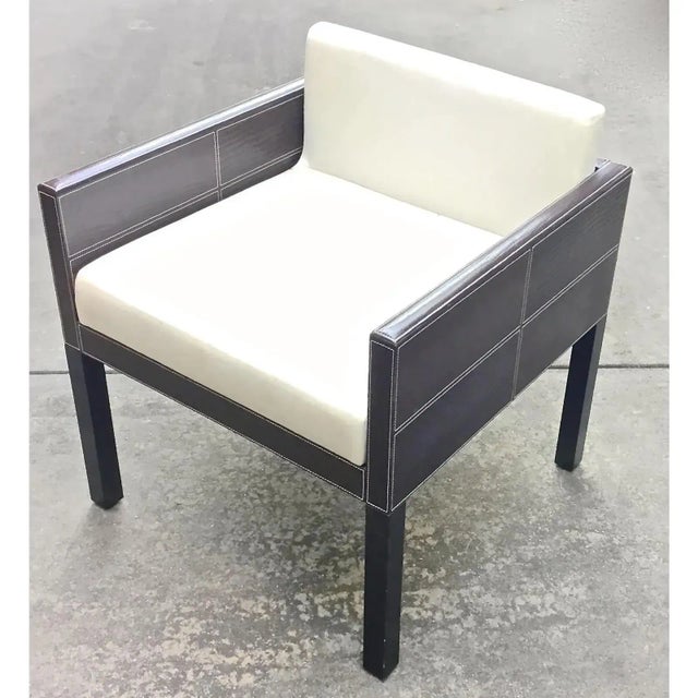 Two available Vintage alligator stiched armchair with removable upholstered inset seat. Price is for each. Sides, back,...