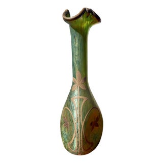 Green Papilon Silver Overlay from Lötz, 1899 For Sale
