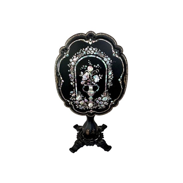Victorian 19th C English Mother-of-Pearl Tilt-Top Table For Sale - Image 3 of 18