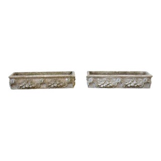 A Pair of English Concrete Rectangular Planters For Sale