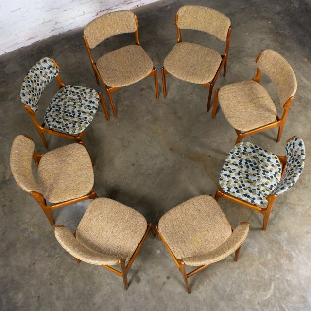O.D. Møbler Denmark Mid to Late 20th Century Scandinavian Modern Dining Chairs Teak Model 49 by Erik Buch for o.d. Mobler Under Domus Danica Set of 8 For Sale - Image 4 of 18