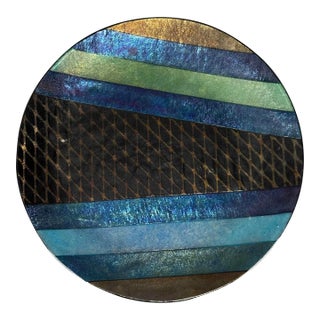 Vintage 1990s Kurt McVay Dichroic Iridescent Plate Studio Fused Glass, Signed For Sale