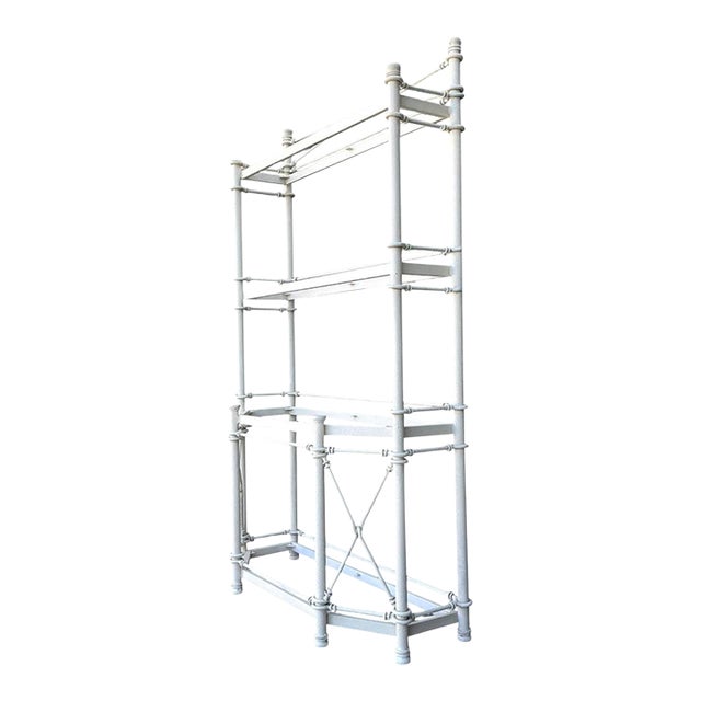 Vintage Painted Metal Display Shelf For Sale