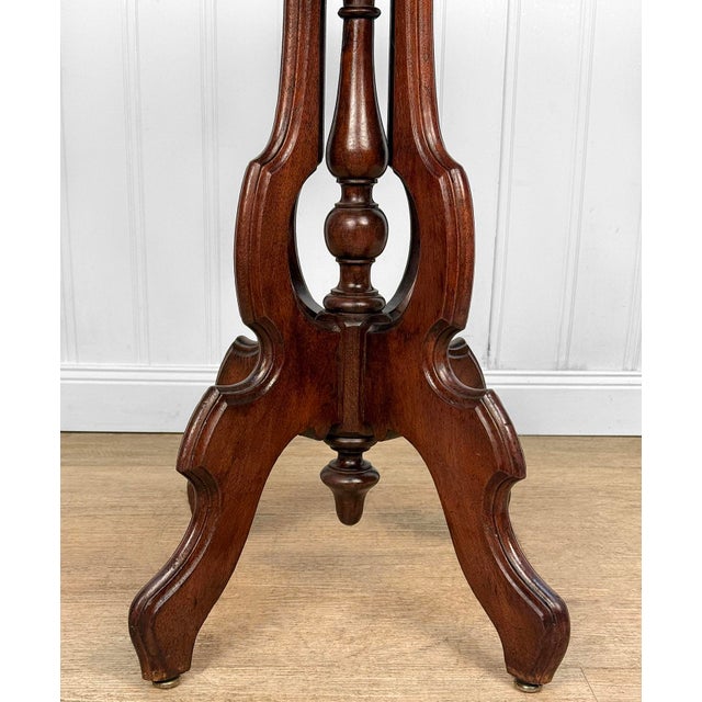 Antique Victorian Mahogany Oval Marble Top Parlor Side Table For Sale - Image 11 of 12
