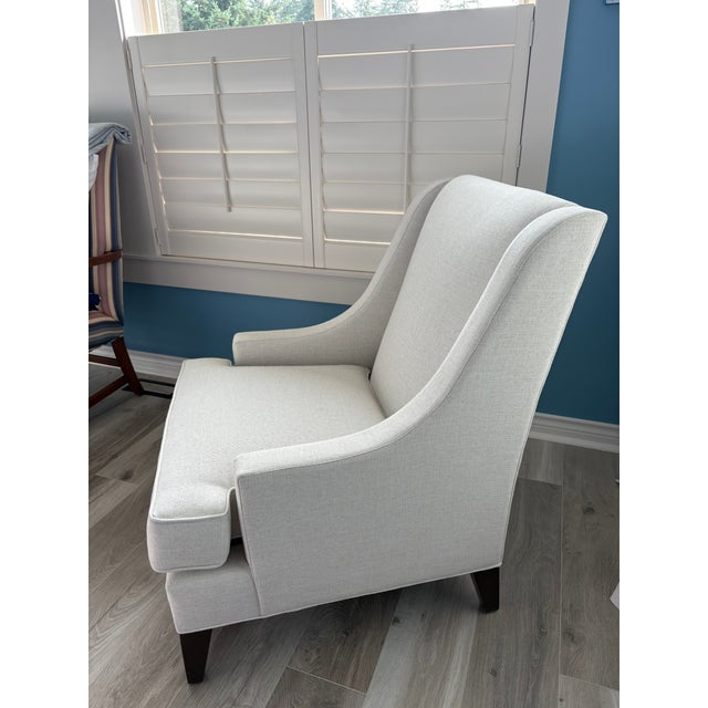 Transitional Ethan Allen Emerson Chair in Hailey Ivory For Sale - Image 3 of 6