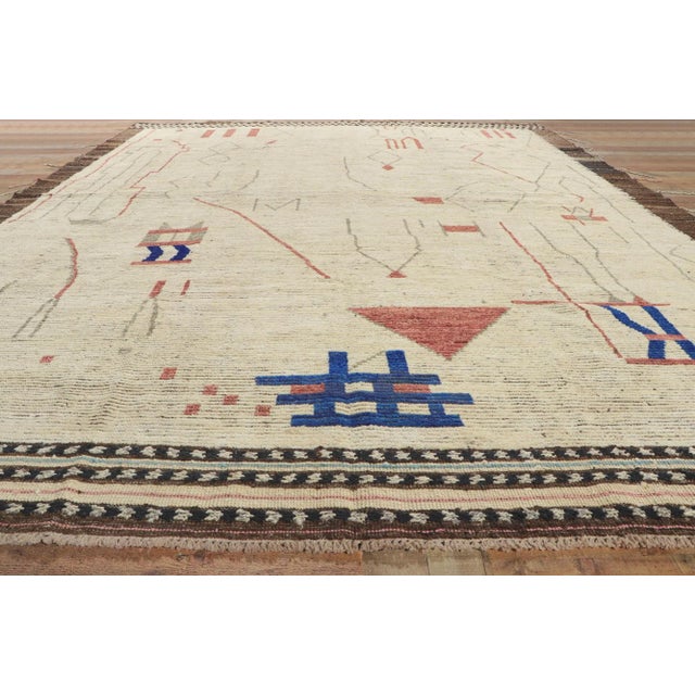 Beige Moroccan Area Rug With Short Pile - 10'04 X 13'06 For Sale - Image 8 of 10