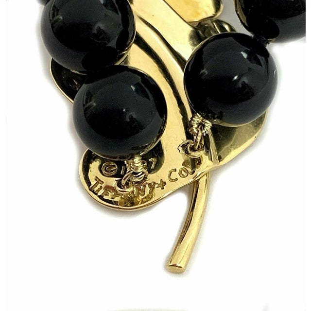 Mid 20th Century Mid 20th Century Tiffany & Co. Onyx Beads 18k Yellow Gold Oak Leaf Enhancer Necklace For Sale - Image 5 of 8