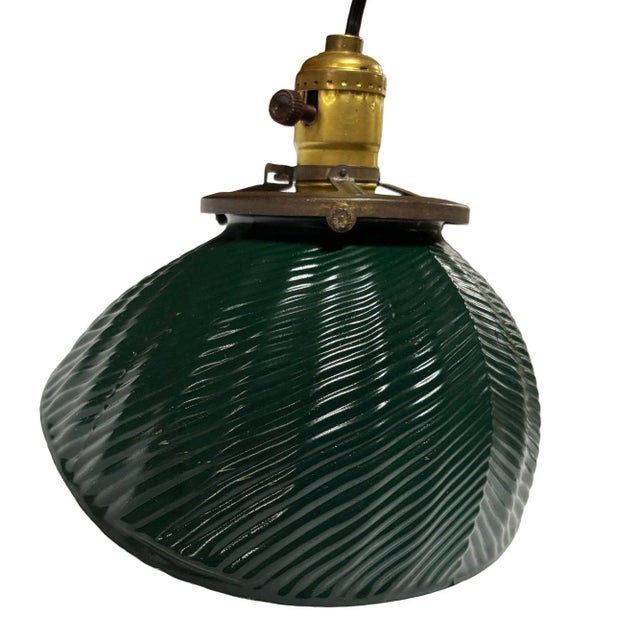 1930s 1930's Green Mercury Glass Industrial Pendant Light - 7 Available! For Sale - Image 5 of 9