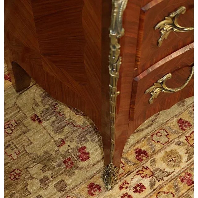 Brown 1960s Italian Kingwood Marble Top Bronze Mounted Dresser Commode Chest of Drawers For Sale - Image 8 of 10