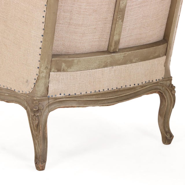 Pair of French Painted Bergères With New Upholstery, C. 1900 For Sale In Philadelphia - Image 6 of 7