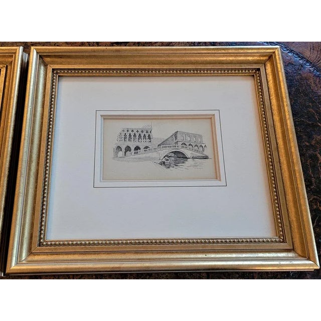 Pair of Venice Etchings by N Erichsen 1904 For Sale - Image 4 of 13