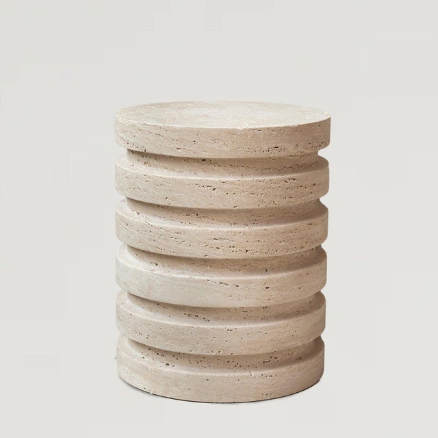 Travertine Layer Stool Side Table from Kiwano Concept For Sale - Image 6 of 6