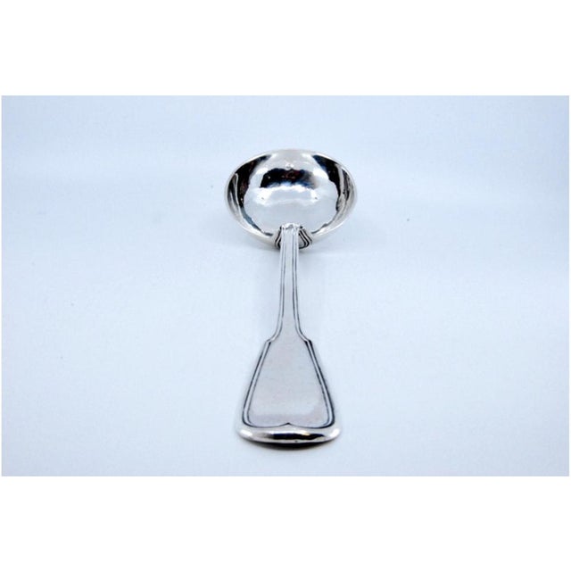 Silver Soup Ladle with Grooves For Sale - Image 3 of 9