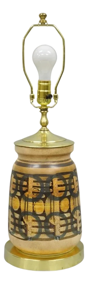 Vintage Mid Century Modern Lapid Pottery Israel Ceramic Vase Table Lamp