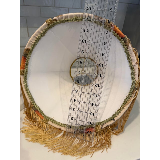 Unique Lampshade in Persimmon Botanical Print With Gold Trim For Sale - Image 4 of 5