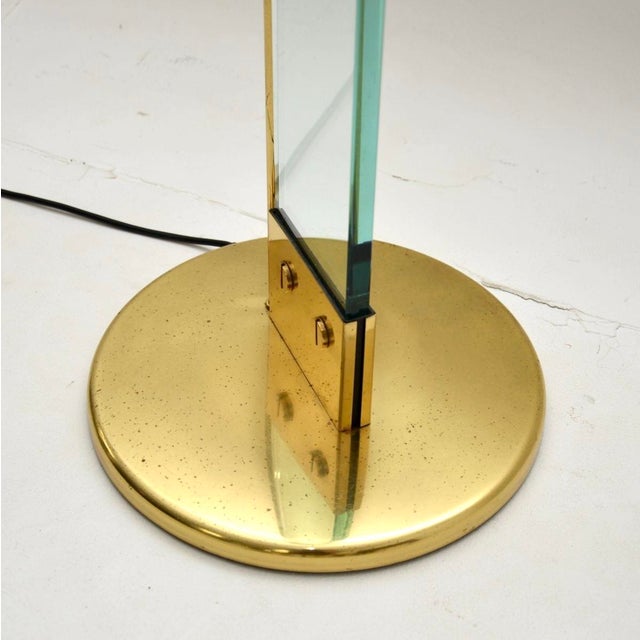 Metal Vintage Italian Brass and Glass Floor Lamp attributed to Max Baguara for Lamperti, 1970 For Sale - Image 7 of 8