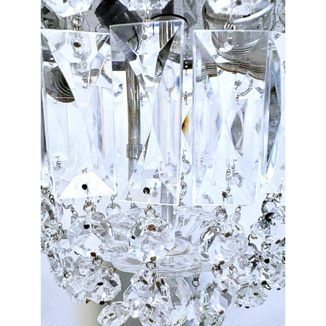 1950s Vintage Silver Crystal Basket Pendant Light For Sale - Image 5 of 7