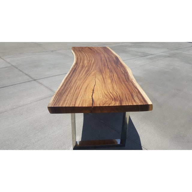 Live Edge Solid Slab Acacia Wood Dining Table | Chairish