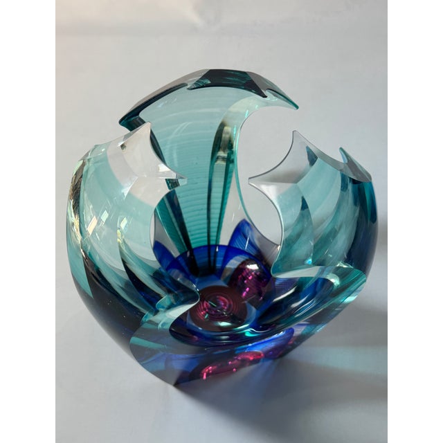 Michael David & Kit Karbler Signed Sculptural Studio Art Glass “Vortex” Bowl For Sale - Image 4 of 8